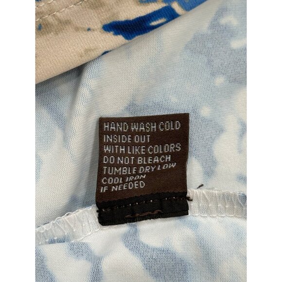 J. Mclaughlin Catalina Cloth Dress 3/4 Sleeve Blue Cream Abstract Print Size S - Picture 8 of 8